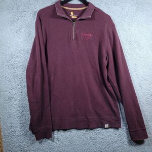 Carhartt Men Sweater Adult L Maroon Quarter Zip Pullover Relaxed‎ Fit Workwear